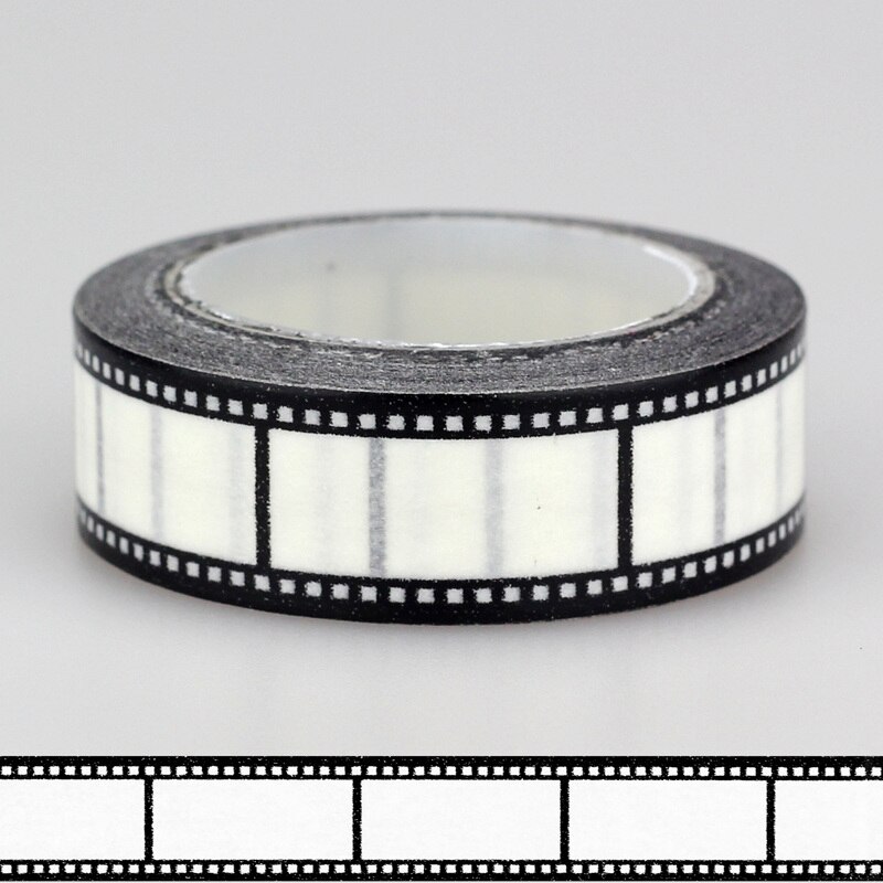 Mustavalkoiset pisteet tähdet risti nuotti elokuva negatiivi japanilainen washi teippi setti scrapbookingiin koristeellinen maalarinteippi 10m: 7