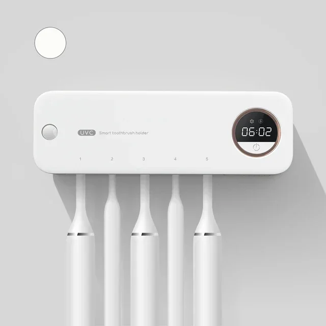 UV Toothbrush Razor Storage Sterilizer LED DisplayRechargeable Tooth Brush Holder Wall-Mount With Bathroom Accessori: WHITE