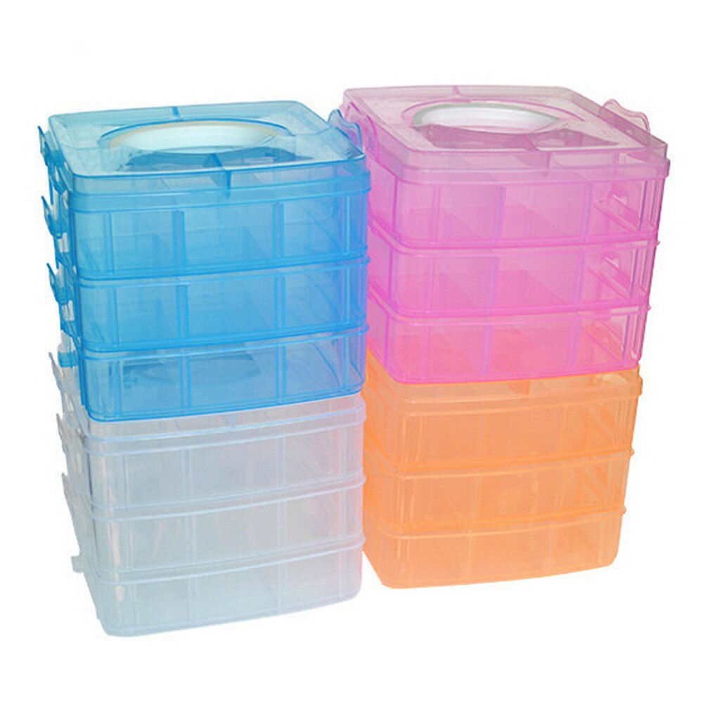Clear Plastic Craft Kralen Sieraden Organizer Tool Box Case Drie-Layer Verwisselbare Plastic Opbergdoos Case # T1P