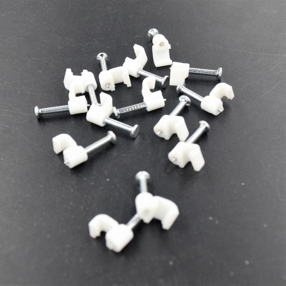 5mm cirkelbane cirkel kabel clips kabel søm wire clips 100 stk/pose 5mm kabel clips rund hvid