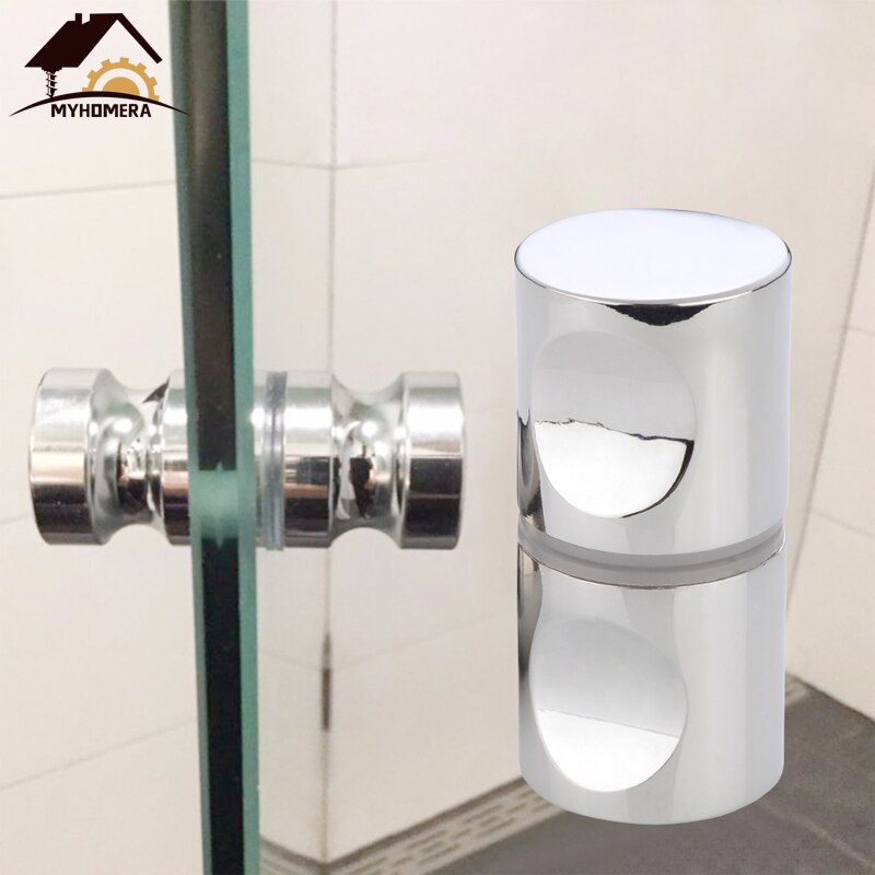 Myhomera Deurklink Glazen Deur Knop Fit 10/30/80 Mm Dikke Deur Puller Push Badkamer Douche Kast schuifladegrepen Zilver Geborsteld