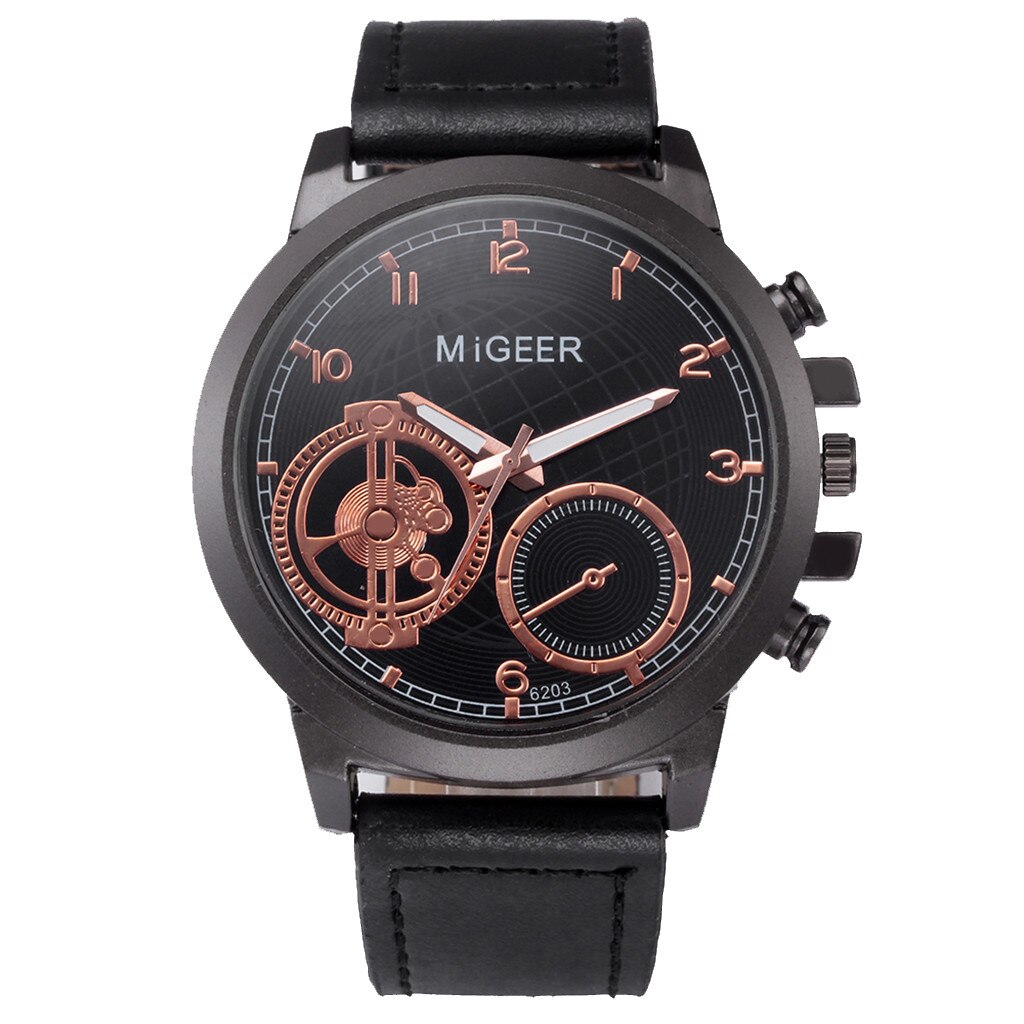 Unique Personality Clock Masculino Clock MIGEER High-End Men's Stainless Steel Watch Analog Alloy Quartz Watch: Black