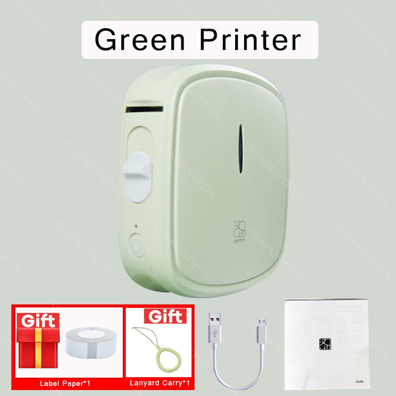 HPRT Q2 Thermal Label Printer Portable Pocket Label Maker Mobile Phone Home Office Use Mini Printing Machine No Ink For Home: Green Printer