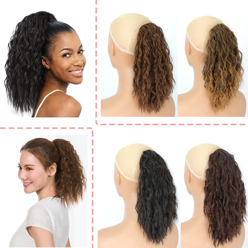 LISI-coletero con cordón africano para niña, pompón de pelo rizado y extensión de cabello sintético, coletero