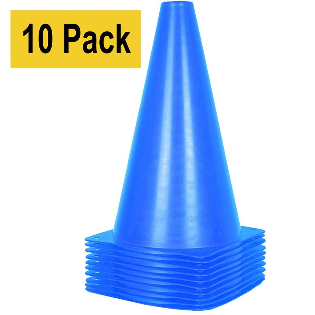 10 Pack Plastic Blue Traffic Cones With Road Tape Included Multi USE Blue plastic traffic cone set#30: Default Title