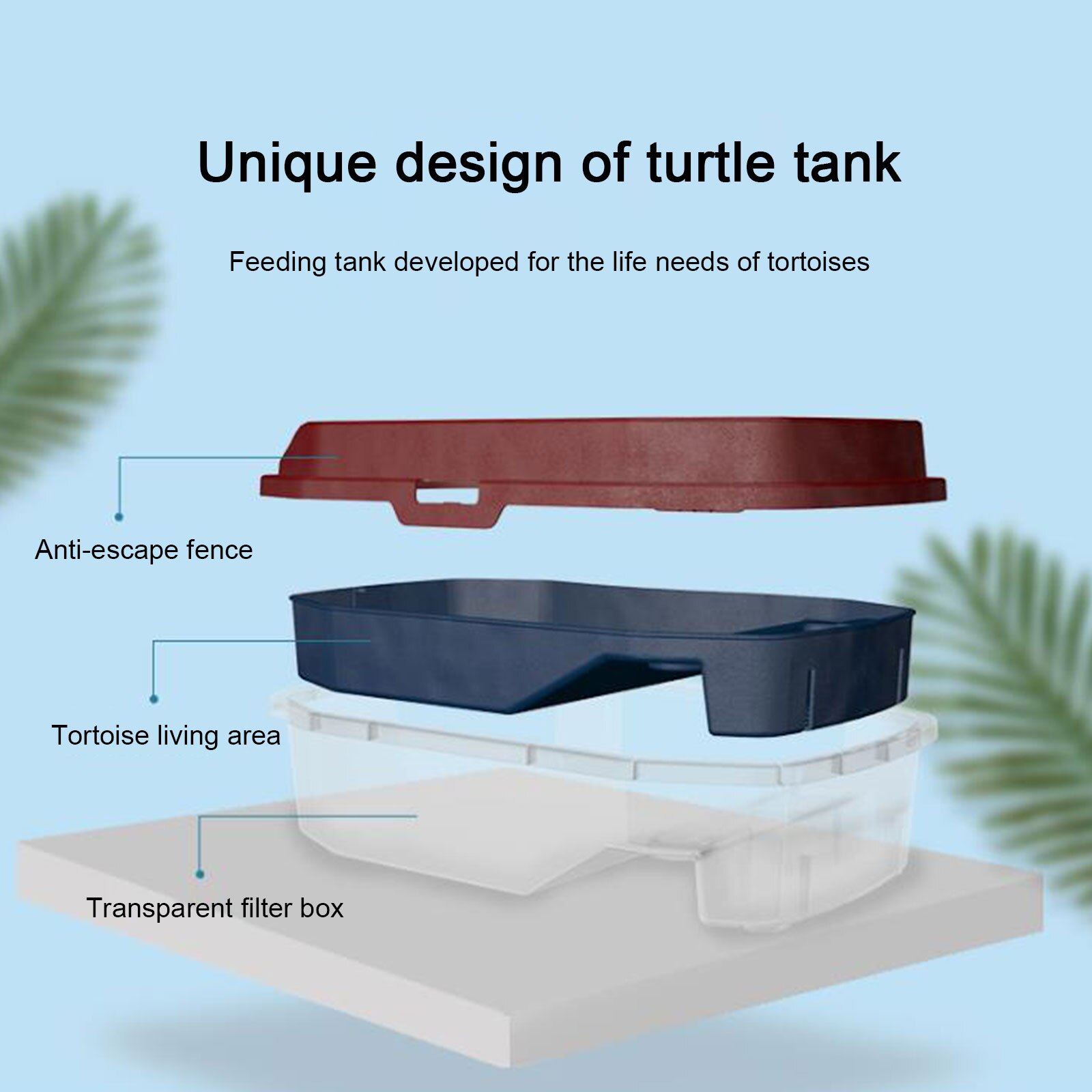 Large amphibious tank Turtle Habitat Escape-Proof Filter Layer Reptile Habitat Pets bed Large Amphibious Tank Turtle Box