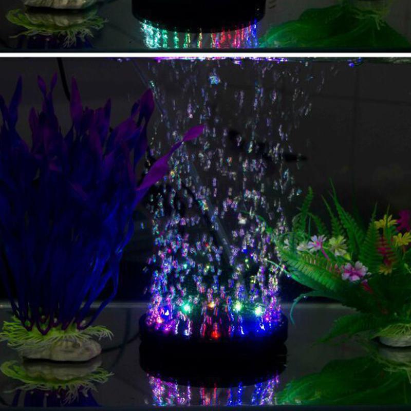 Akvarium led belysning nedsænket 12 leds luftboble lys farverig dekoration til akvarium fisketank lampe indretning