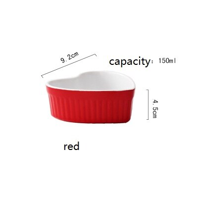 Nimitime keramische 4- kleurige hartvormige pannenkoekpudding kleine bakkom huishoudservies: Rood