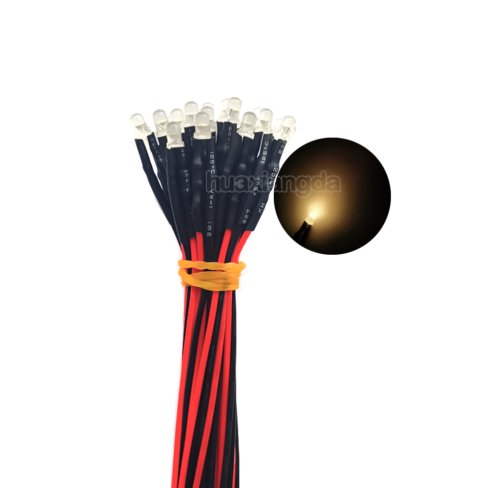 20pcs 3mm DIFFUSED LED Diode Light Emitter LED Wired 20cm 12v LED Bulb light Lamp Red Yellow Blue Green White Warm White Orange: Warm White