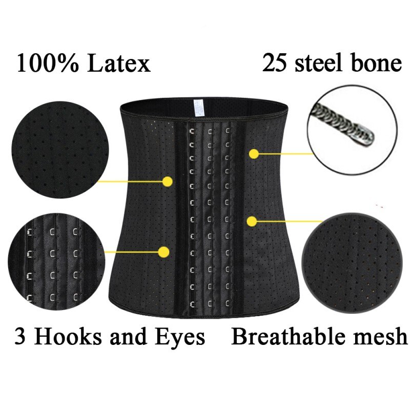 30CM Punching Sports Fitness Firm Thin Waist Corset XS/S/M/L/XL/2XL/3XL Breathable Women Waist Cinchers 25 Steel Bone Punching