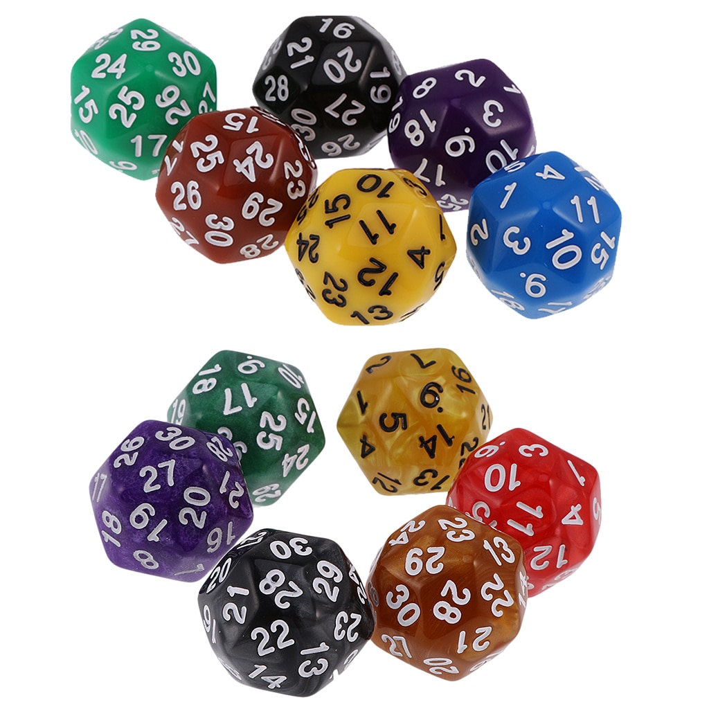 MagiDeal 6pcs 24 /30 Sided Dice D24 D30 Dices for D&amp;D TRPG Family Party Board Game Toys