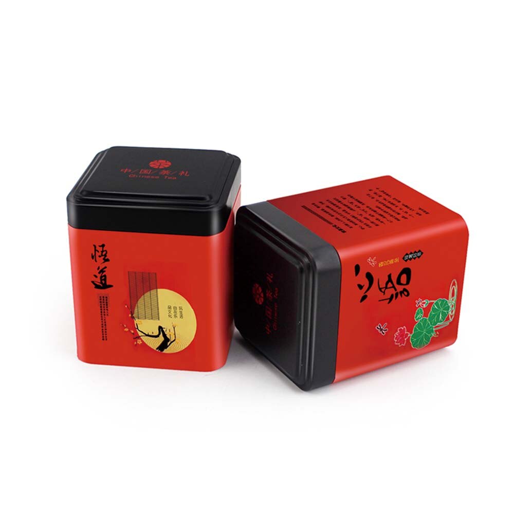 Mini blikken opbergdoos kleine koffie thee opbergpot vierkante verzegelde theebladeren ijzeren verpakkingsdoos chinese stijl container blikken