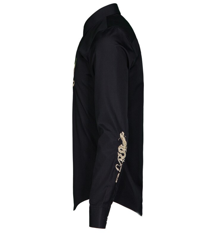 Heren overhemd chemise homme merk goud loong borduur overhemd heren casual lange mouw slim fit heren overhemden plus size 4xl