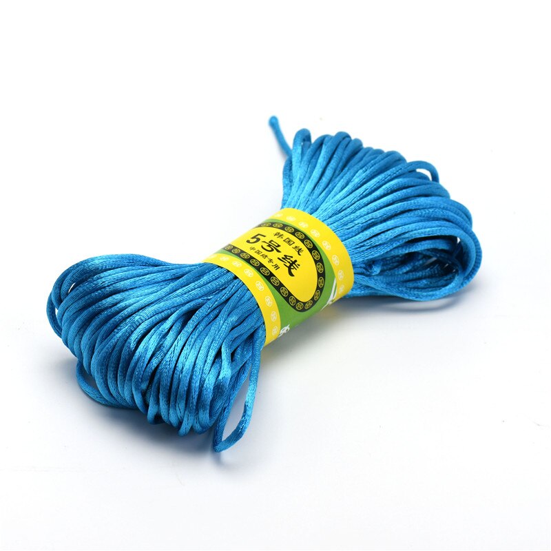 Cordon tressé en Satin de soie pour macramé, 20m, 2.5mm, pour fabrication de bijoux, Bracelet à perles, cordon chinois: Lake Blue