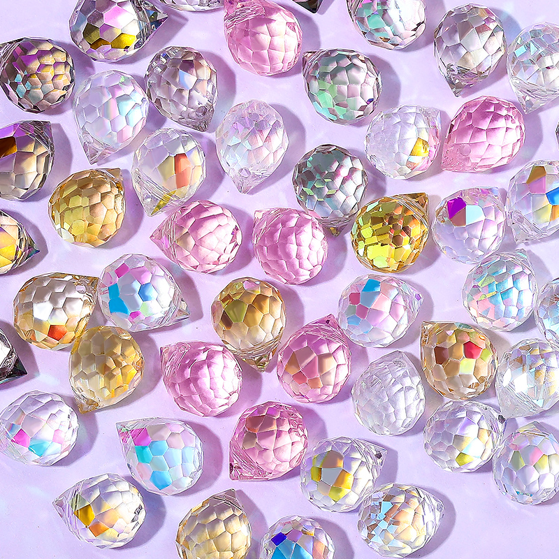 Cuentas de fresa de cristal de 10x8mm, cuentas de vidrio facetadas brillantes de Color AB para fabricación de joyería, pulseras DIY, accesorios para pendientes, 50 Uds.: YELLOW