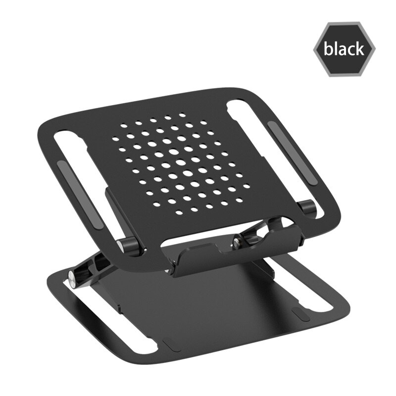 Aluminum Alloy Adjustable Laptop Stand Folding Portable for Notebook MacBook Computer Bracket Lifting Cooling Holder Non-slip: T1 Black