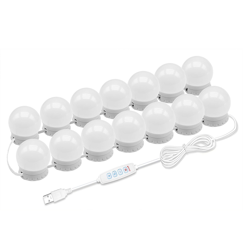 wie94-LED-Kosmetikspiegelleuchten mit 14 dimmbaren Glühbirnen, 10 Helligkeitsstufen einstellbar, für machen-hoch-Schreibtisch, Badezimmer, Ankleidezimmer