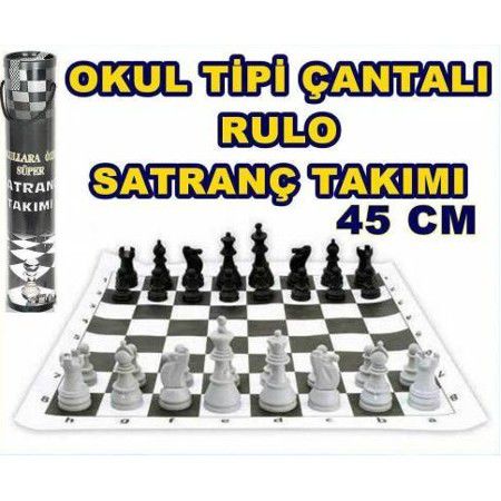 Plastik Turnuva Satranç Seti, Roll-Up Mat Seyahat Eğlence Hediye 45 Cm X 45 Cm Queen Gambit