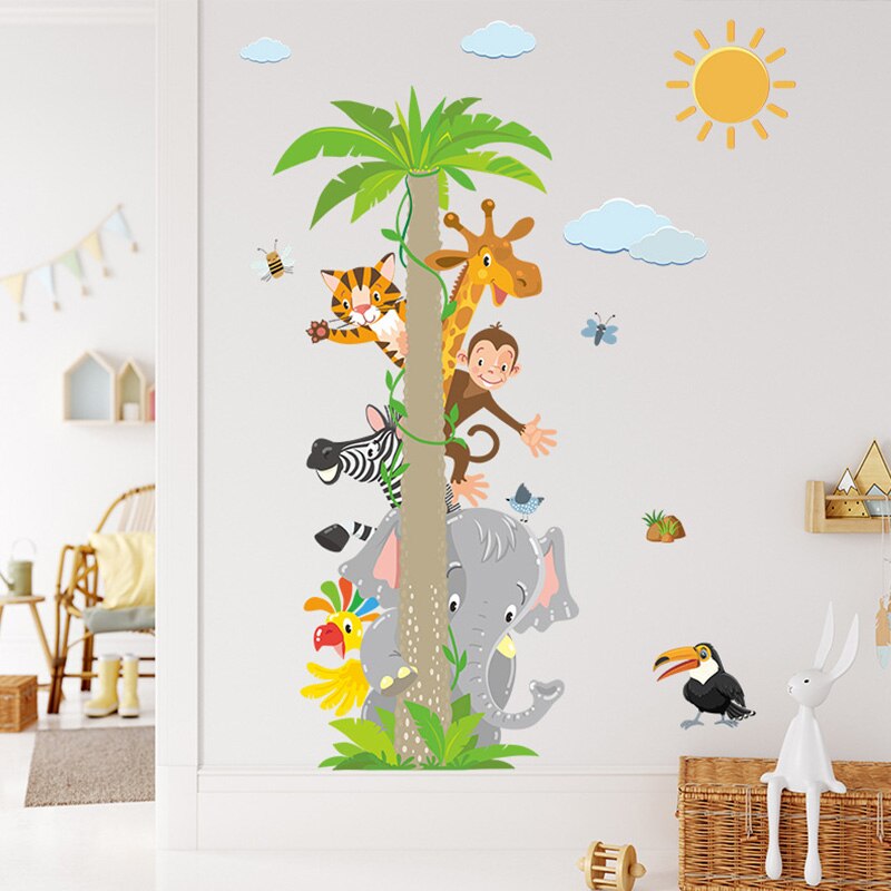 Coconut Tree Wall Stickers Home Decoration Accessories Kawaii Room Decor For Kid Cartoon Animal Wallpaper Removable Poster Child