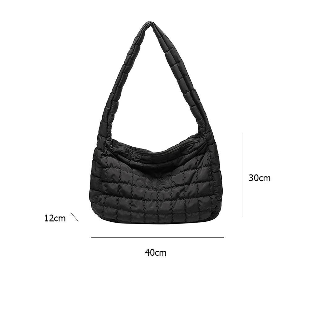 Lattice Pattern Shoulder Bag Space Cotton Handbag Women Large Capacity Tote Bags Feather Padded Ladies Quilted Shopper Bag