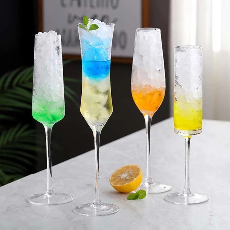 2Pcs Crystal Champagne Flutes Glasses Juice Drink Cocktail Goblet Glass Wedding Party Bar Home Drinkware Wine Cup