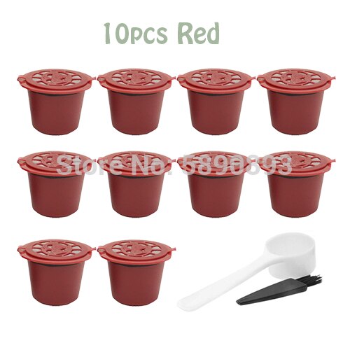 Nespresso Refillable Reusable Nespresso Coffee Capsule 20ML Filters Reutilisable Coffee Capsule Nespresso Cups Spoon Brush: red