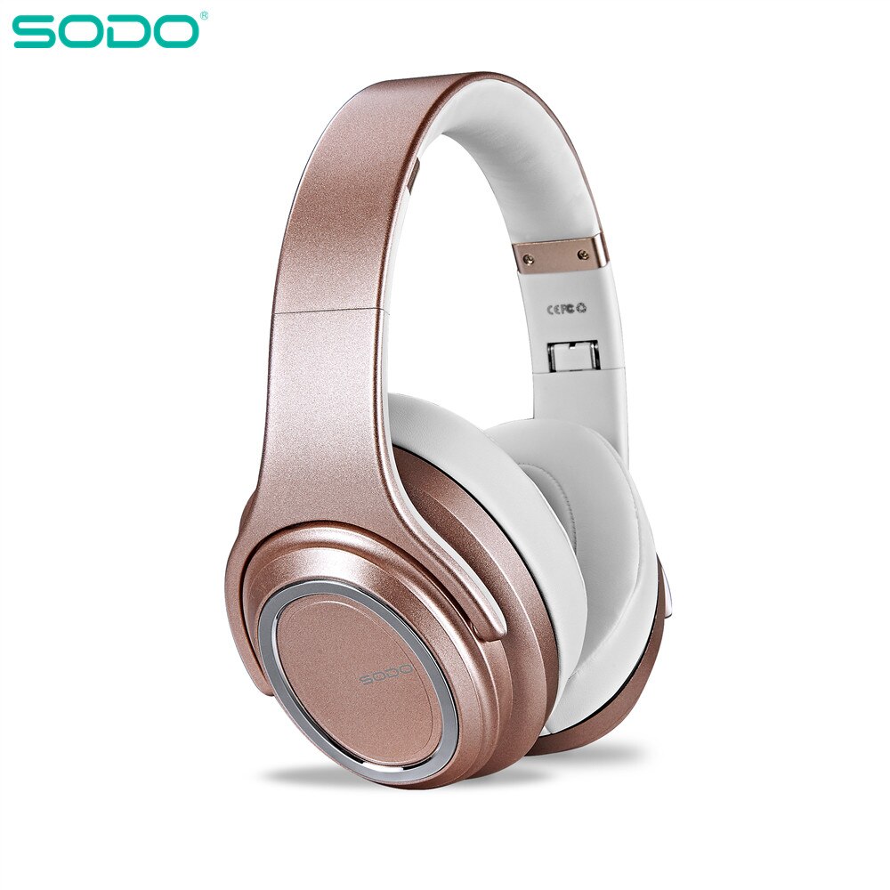 SODO MH-11 Wireless Headphones Speakers 2 in 1 HiFi Stereo Bluetooth-compatible 5.0 Over-Ear Headphones with Mic Support TF/FM: Rose gold