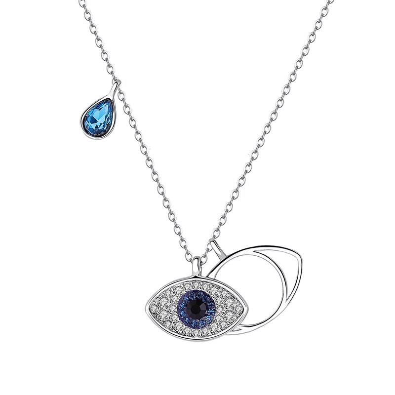 Blue Devil's Eye Necklace Icy Wind Pendant Rose Gold Bracelet Tassel Female Earrings Jewelry Sets: A1