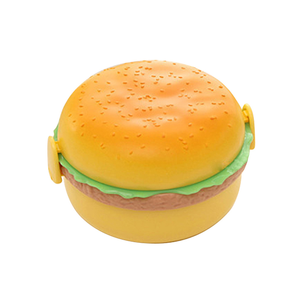 hamburger lunsjboks gutt bento boks matbeholder burger låve matboks matbeholder oppbevaring med barnegaffel  y1: Rund