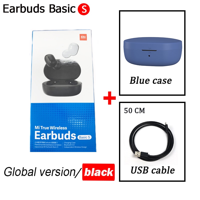 Xiaomi Redmi AirDots 2 TWS Wireless Stereo Bluetooth 5,0 Kopfhörer Noise Reduction Freisprecheinrichtung AI Voice Control Airdots Generation: earbuds s blue case