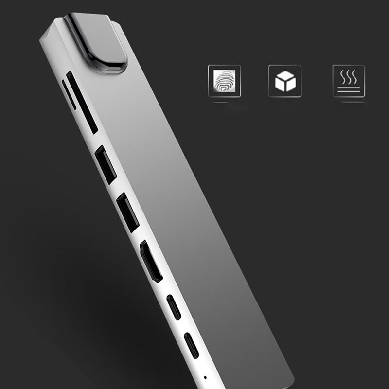 8 in 1 usb 3.0 höghastighetsportar typ-c hub usb-c  to 4k 30hz hd laptop  rj45 gigabit ethernet nätverk pd hub