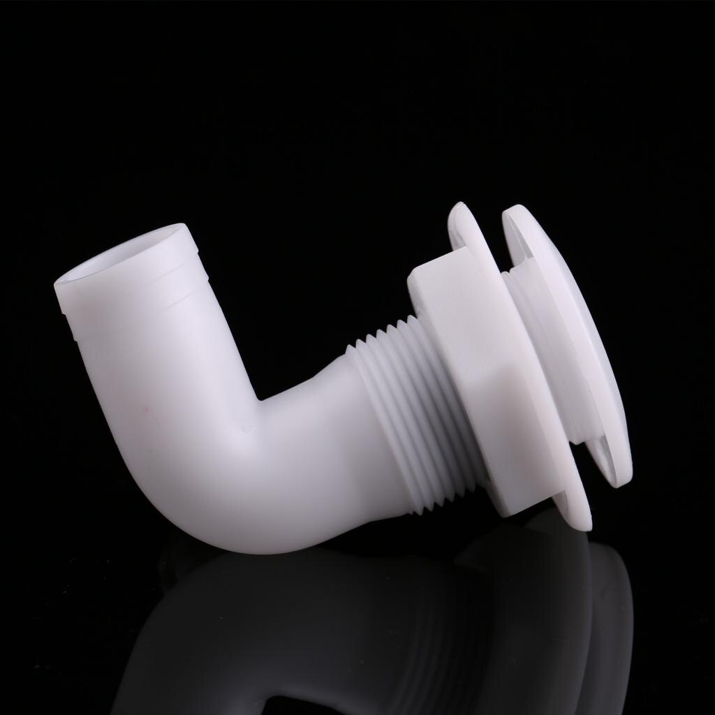 1" Hose White Plastic Thru Hull Fitting Connector 90 Degree for Boat