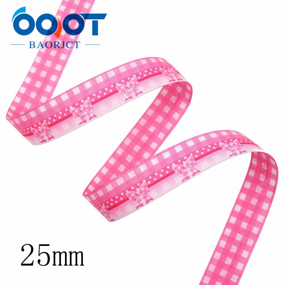 Ooot baorjct i -191227-2834,25mm 10 yards dubbelsidiga geometriska galler rosettband, rosett, kläder, festpyssel dekorationer: I -191227-2837
