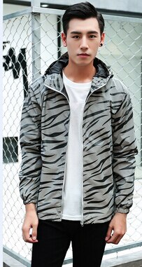 Reflective Light Jacket Men Mesh Style Noctilucent Zebra Jackets Hip Hop Streetwear Skateboard Waterproof Coat Outwear 5XL: XXXL