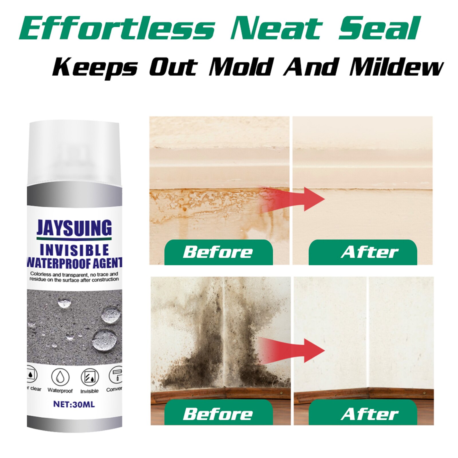 30ml Invisible Waterproof Agent for Water Seepage in Cracks/ Window Sill/ Wall/ Toilet/ Roof Leaking Fixed Material