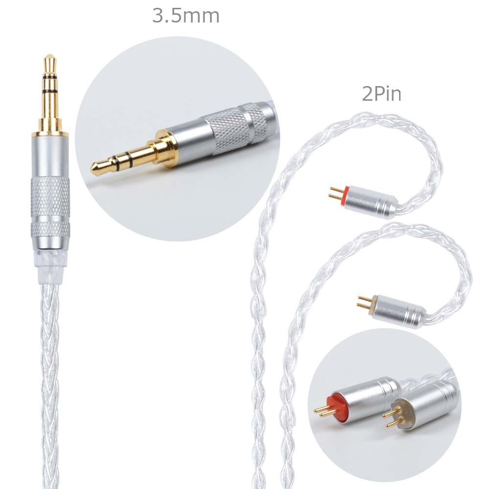 NICEHCK MMCX/2Pin Stecker 4,4/3,5/2,5mm Ausgewogene 8-core Silber Überzogene Kabel Für SE846 ZS10 ZS6 LZ A5 NICEHCK HC5 Mit Ohrbügel: 3.5mm With 2Pin