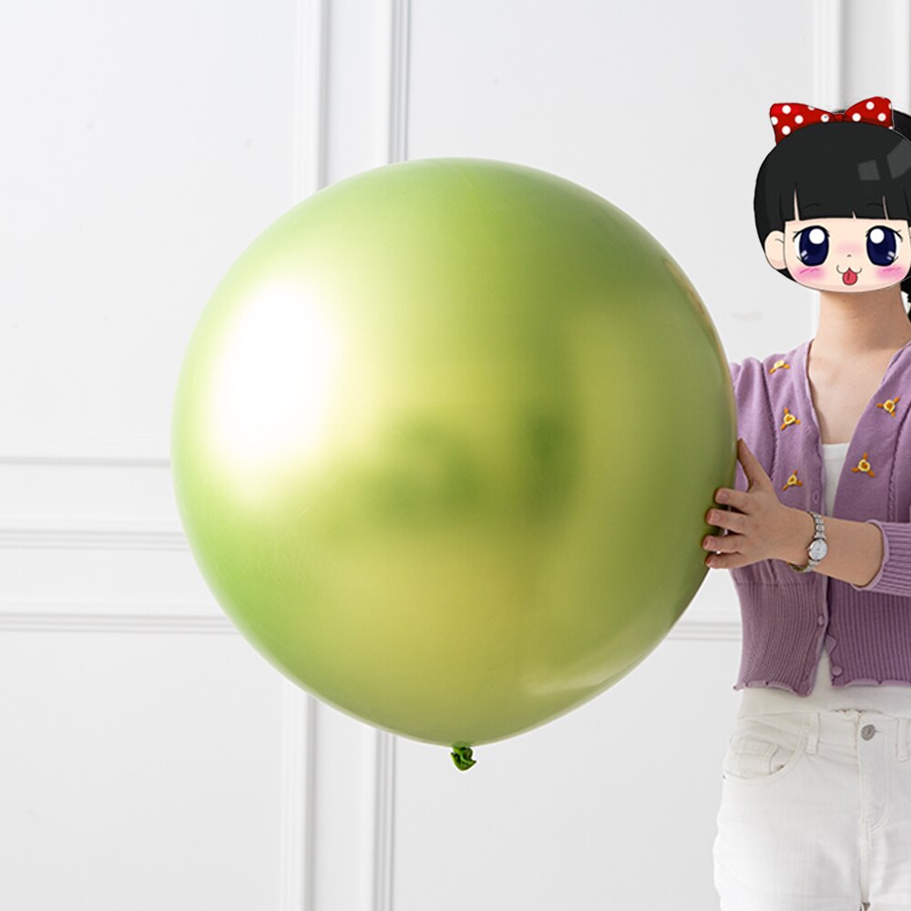 GIHOO 1pcs 36 Inch Metallic Latex Balloon Oversized Round Rose Gold Chrome Balloon For Baby Shower Wedding Birthday Party Decora: L green