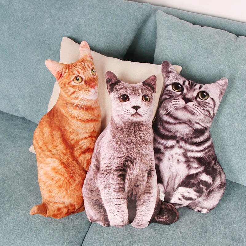 46cm 3D Simulation chats oreiller en peluche jouets Simulation Animal en peluche chat oreiller canapé housse de coussin pour noël