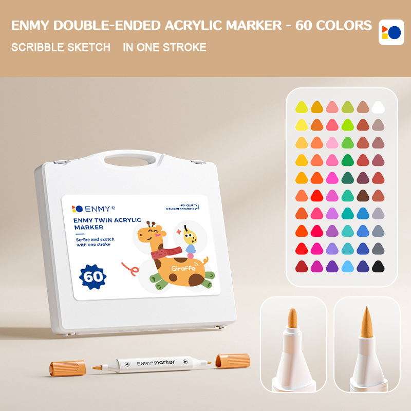 ENMY Acrylic Marker Dual Tip Colorful Markers 24/36/48/60/80 Colors Fast Drying Waterproof DIY Enthusiasts Painting stationary: SKY BLUE