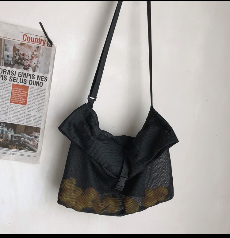 Originale handytasche, brusttasche, schultertasche & netz-crossbody-tasche, hüfttasche, breite 46cm , höhe 40cm: Schwarz