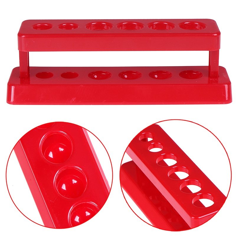 6 gaten houder standaard laboratorium reageerbuis standaard plank laboratorium schoolbenodigdheden rode plastic reageerbuis rek ondersteuning buret