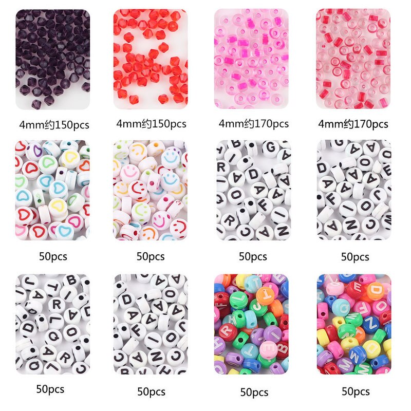 4/6mm Farbe Brief Perle Glas Reis Perle Set 24 Grid Box DIY Handgemachte Halskette Perlen Schmuck Zubehör mädchen Weihnachten