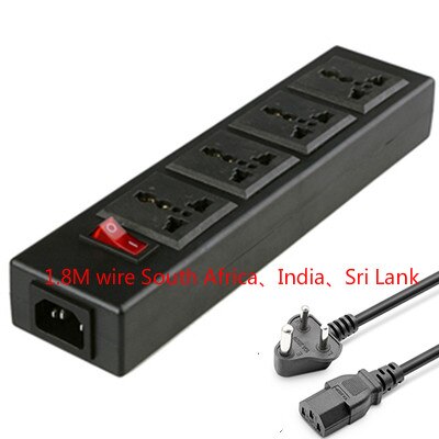 Black 250v 10a 4 jack Multifunction Universal power adaptor outlet PDU strip wiring board extension socket power cord converter
