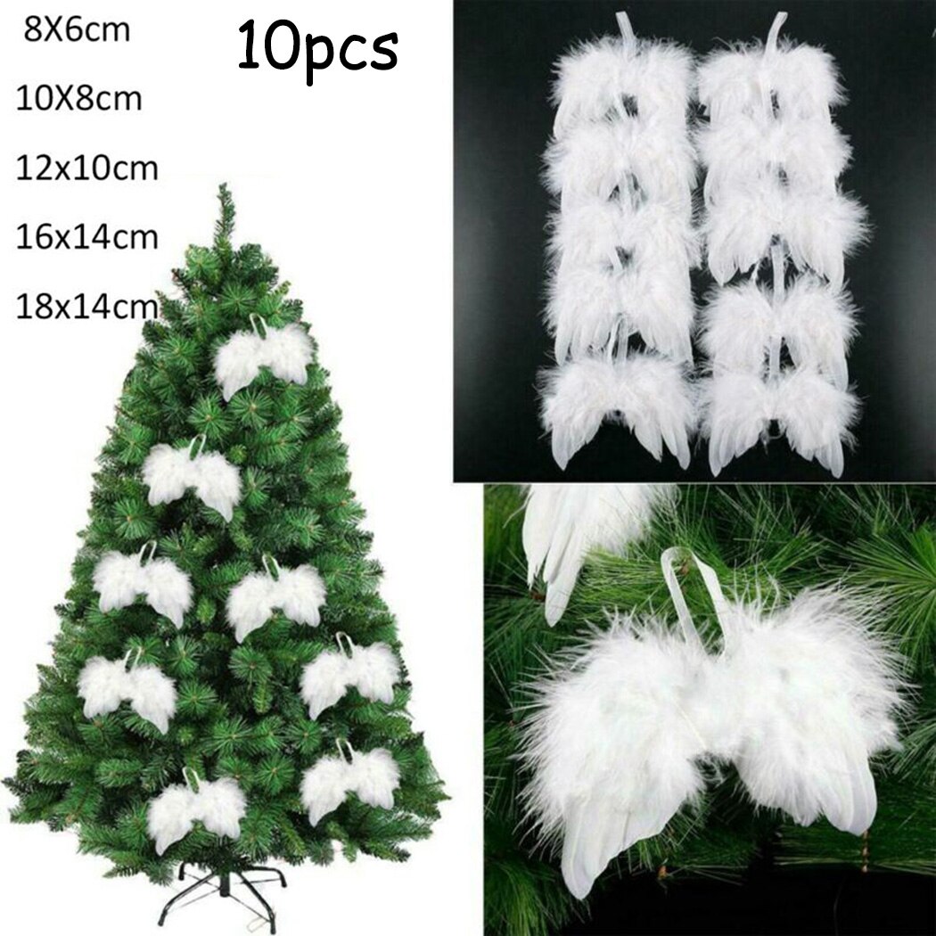 5 sizes Ornament 10pcs Feather Angel Wings Christmas Tree Wedding Party