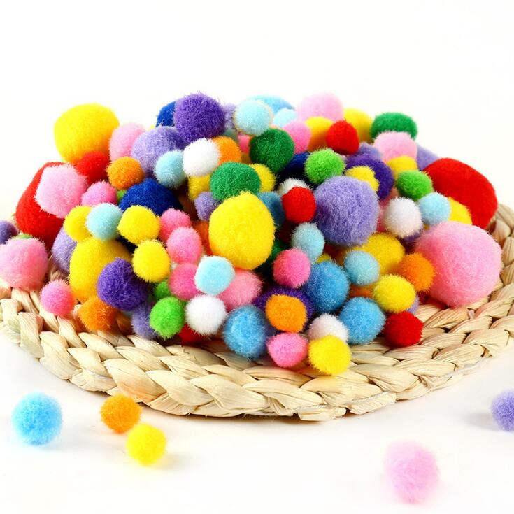 100-500Pcs/lot Mixed Soft Round Shaped Pompom Balls Fluffy Pom Pom For Kids DIY Garment Handcraft 15mm/20mm/25mm GYH