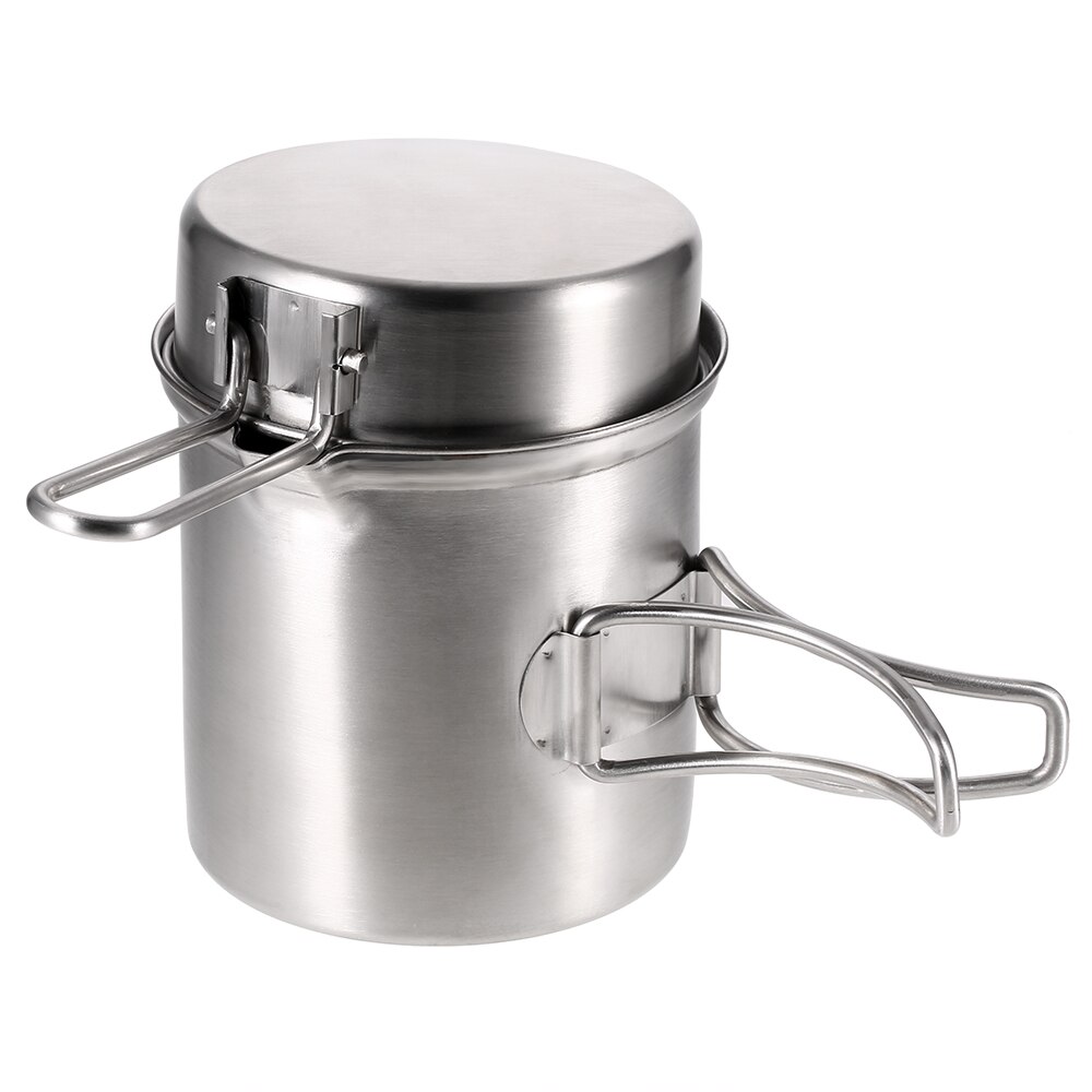 Portable Stainless Steel Camping Stove Burning Stove Cooking Pot Set Outdoor Hiking travel Backpacking Picnic Cookware Tableware: Pot