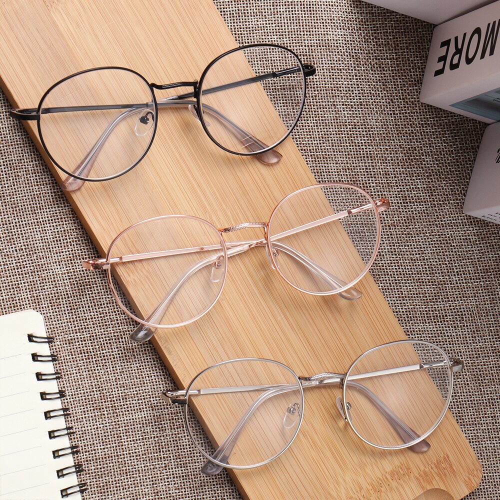 Dioptría-1-1,5-2-2,5-3-3,5-4 Ultra ligero acabado Metal redondo Vintage miopía gafas nuevas gafas clásicas miopía