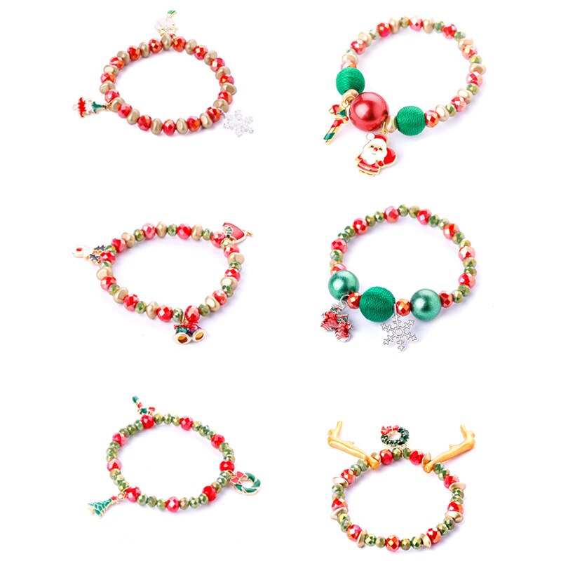 DoreenBeads Christmas Dainty Bracelets Delicate Beaded Bracelet Jewelry For Christmas Party Kids ,1 PC