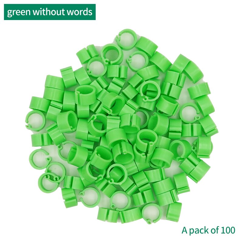 100Pcs 11Colors Birds Feet Rings Inner Diameter 8Mm Width 7Mm Plastic Clip Ring Pigeon Dove Quail Foot Ring Farm Animal Carrier: Green