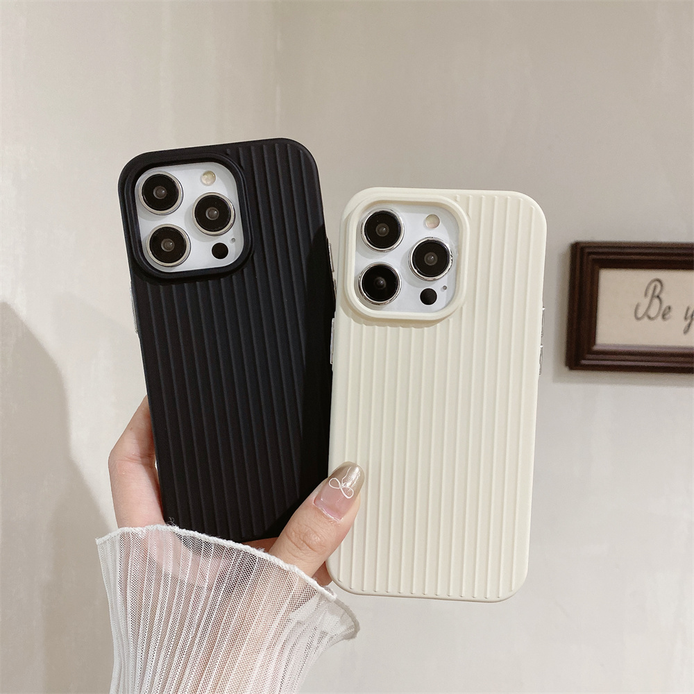 Macaron Cream Solid Color Premium Cute Phone Case For iPhone 15 14 13 12 11 Stylish Stripe Simple Slim Protection Cover